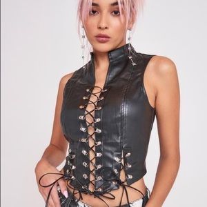 Jaded London Black Lace-Up Top